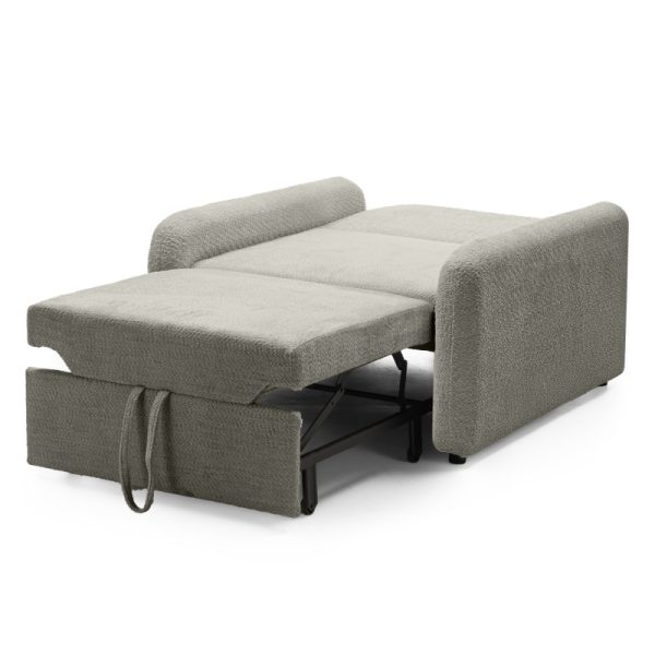 Sofa z funkcją spania Luno, brązowoszara, boucle, obłe kształty