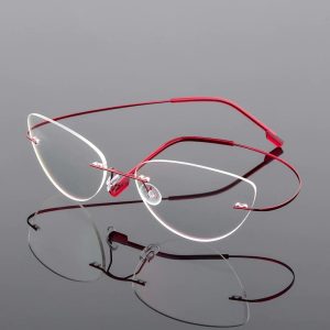 Bezramkowe damskie okulary bordowe z filtrem antyrefleksyjnym SCH-503