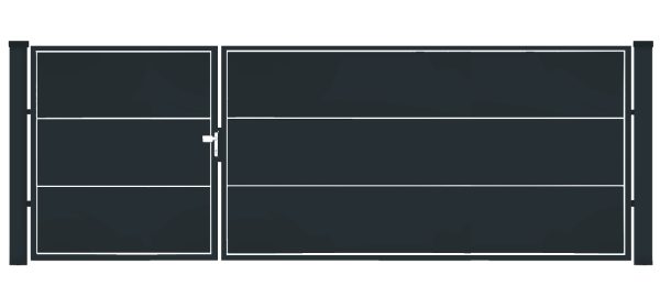 Bramofurtka asymetryczna PRO typ WALL SOLID - malowana proszkowo - 1,5 / 2,5 m x 1,5m