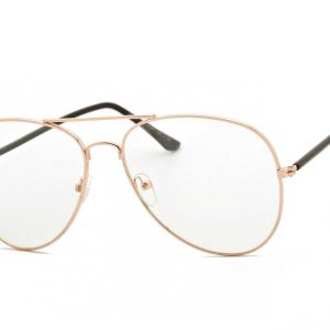 Okulary Pilotki Aviatory zerówki złote 1909A