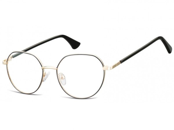 Lenonki okrągłe Okulary oprawki optyczne 916 złoto-czarne