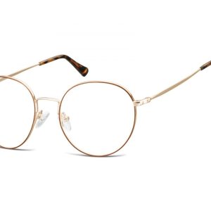 Lenonki okrągłe Okulary oprawki optyczne 915A złoto-brązowe