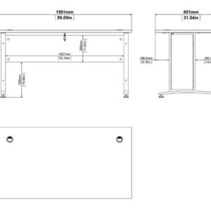 Biurko proste białe / szare mat 150 cm Prima