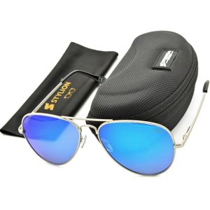 Okulary Pilotki Przeciwsłoneczne Polaryzacyjne z niebieską lustrzanką Stylion STL-03C15