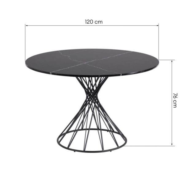 OU-1664 Stół do jadalni Niut 120 cm, okrągły, czarny marmur