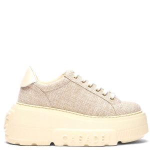 SNEAKERSY NA PLATFORMIE Z LOGO "NEXUS JUTALUX GOLD"