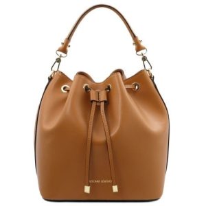 Tuscany Leather Vittoria - skórzana torba typu secchiello, kolor cognac TL141531