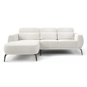 Narożnik z regulowanym oparciem Velumo, jasnobeżowy, boucle, lewostronny