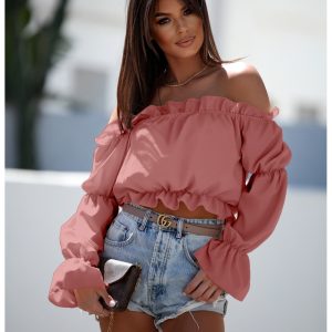 Seksowna bluzka hiszpanka DOLORES - brudny róż