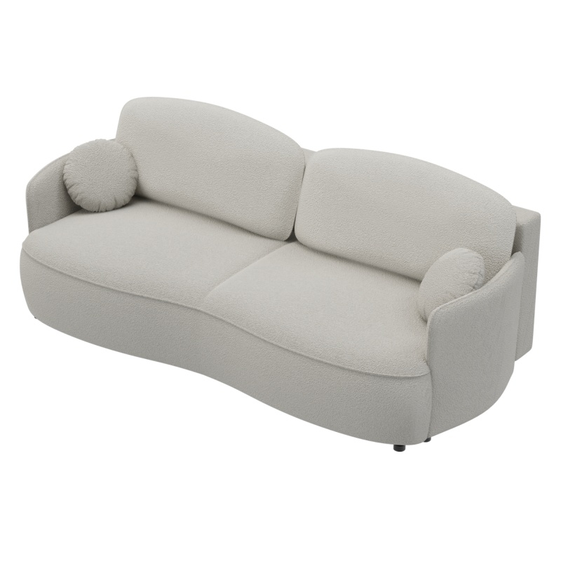 Kanapa rozkładana Nicola z pojemnikiem, jasnoszara, boucle