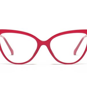 Czerwone okulary kocie do komputera damskie z filtrem BLUE Light zerówki 2563-2