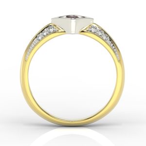 Pierścionek z żółtego i białego złota z rubinem i diamentami AP-44ZB