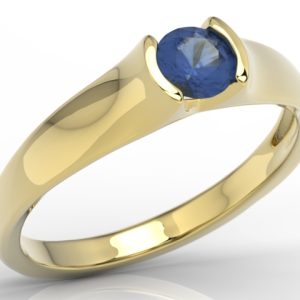 Pierścionek zaręczynowy z żółtego złota z szafirem BP-2636Z