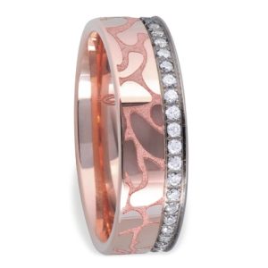 Obrączka z czerwonego i białego złota palladowego ŁN-01CBcyrkonie-k