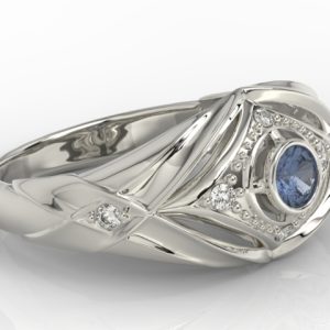Pierścionek z białego złota z szafirem i brylantami AP-9908B