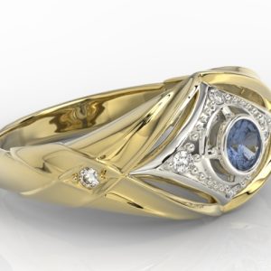 Pierścionek z żółtego i białego złota z szafirem i brylantami AP-9908ZB