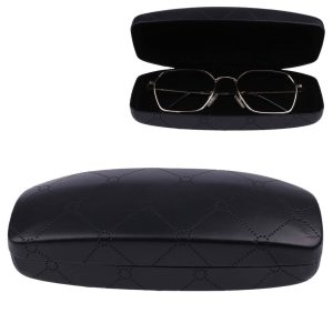 Czarne etui na okulary w kratę STHC-97