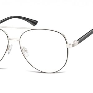 Okulary oprawki Pilotki zerówki metalowe korekcyjne 931 srebrne + czarne