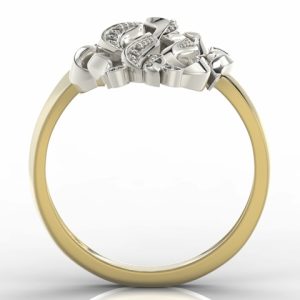 Pierścionek "płomień" z żółtego i białego złota z diamentami model AP-5711ZB