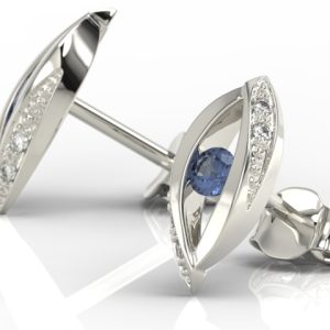 Kolczyki z białego złota z szafirami i diamentami LPK-60B