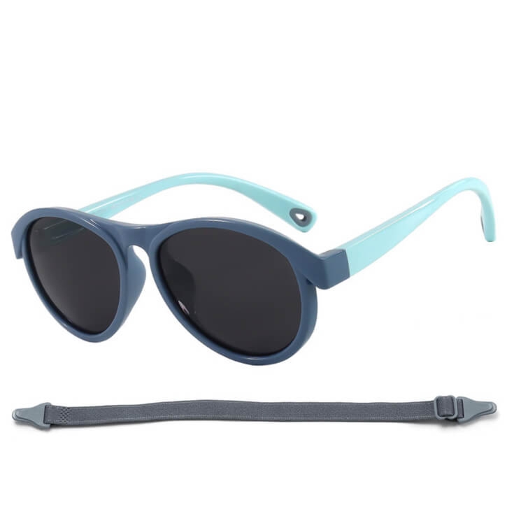 Dziecięce 3-6 lat gumowe okulary przeciwsłoneczne polaryzacyjne z gumką POL-JR-71D granat/mięta