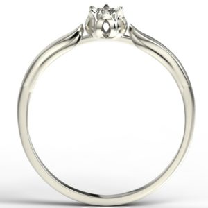 Pierścionek zaręczynowy w kształcie konwalii AP-4010B z białego złota z brylantem.