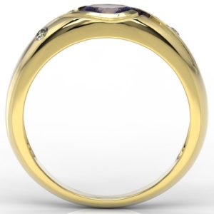 Pierścionek z żółtego złota z tanzanitem i diamentami model JP-57Z