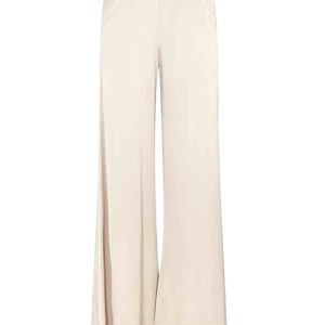 SATYNOWE SPODNIE TYPU PALAZZO Z LAMPASEM