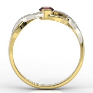 Pierścionek z żółtego i białego złota z rubinem i diamentami BP-39ZB