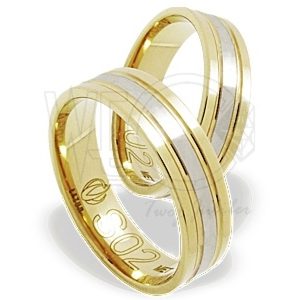 Obrączka z żółtego i białego złota palladowego ŁS-02ZB-EXTRA light-k