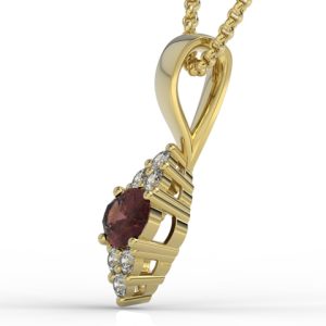 Wisiorek z żółtego złota z granatem i diamentami LPW-88Z