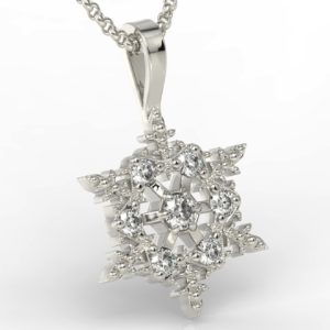 Wisiorek śnieżynka z białego złota z diamentami LPW-8608B