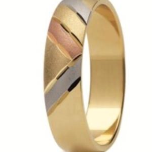Obrączka z żółtego, białego i czerwonego złota ST-97ZBC-k