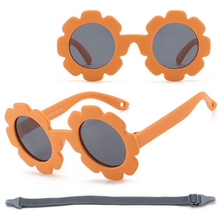 Dziecięce 0-2 lata gumowe okulary przeciwsłoneczne polaryzacyjne z gumką POL-JR-72 pomarańcz