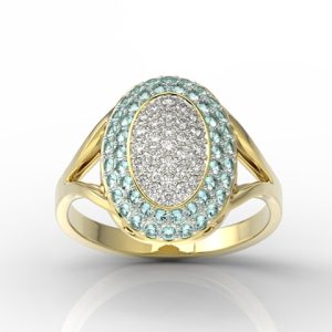 Pierścionek z żółtego złota z topazami i brylantami AP-91ZR