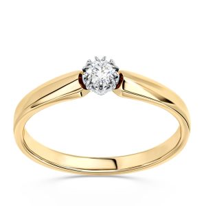 Pierścionek zaręczynowy z żółtego i białego złota z brylantem BP-2110ZB