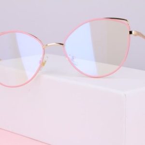 Okulary z filtrem zerówki DAMSKIE kocie oczy z antyrefleksem Pink 2527-4