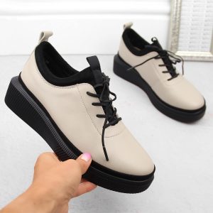 Skórzane półbuty damskie wsuwane beżowe T.Sokolski J25-321