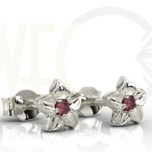 Komplet - Pierścionek, kolczyki i wisiorek z białego złota z rubinami BP-14B/BP-15BRUB - ZESTAW