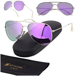 Okulary przeciwsłoneczne z polaryzacją pilotki POL-3026K srebrny/fiolet