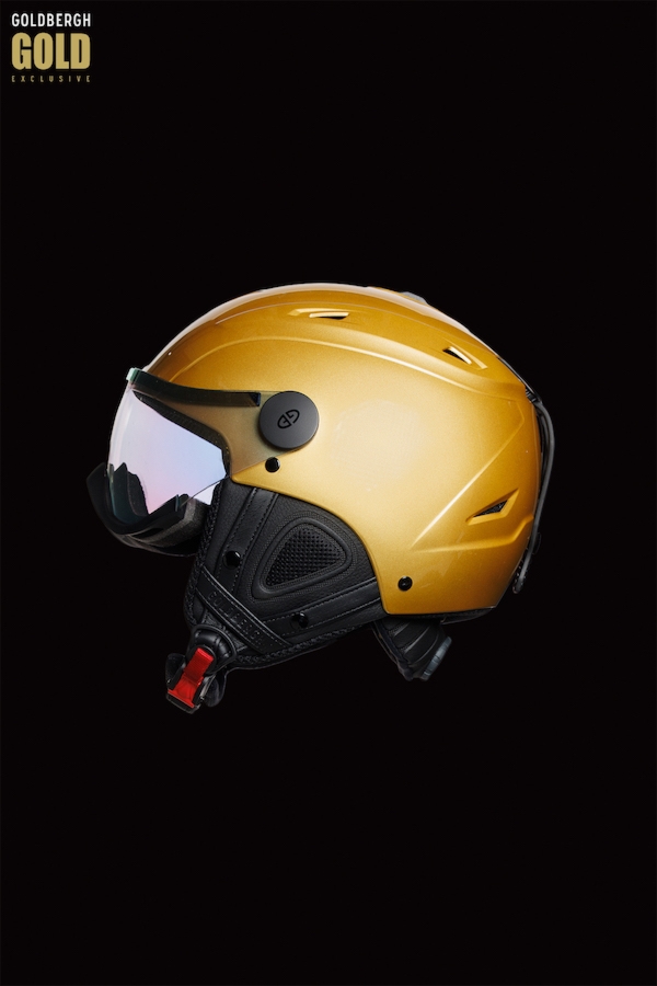 LIMITOWANA KOLEKCJA GOLDBERGH GOLD EXCLUSIVE KASK NARCIARSKI Z WBUDOWANYMI GOGLAMI "GLITZ"