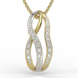 Wisiorek z żółtego i białego złota z diamentami LPW-69ZB