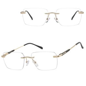 Bezramkowe oprawki korekcyjne okulary zerówki patentki na teleskopach 869 złoty/czarny