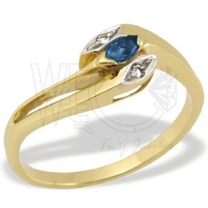 Pierścionek z żółtego złota z szafirem i diamentami JP-34Z-R