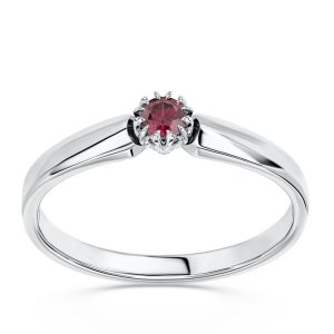 Pierścionek zaręczynowy z białego złota z rubinem BP-2110B