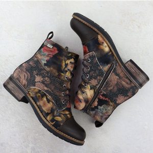 Botki damskie workery w kwiaty Rieker 94611-91