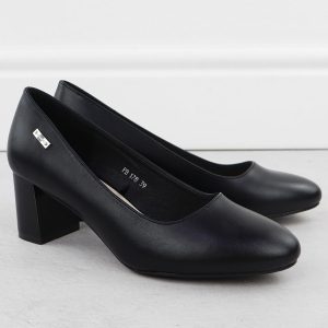 Czółenka na słupku czarne Sergio Leone PB178