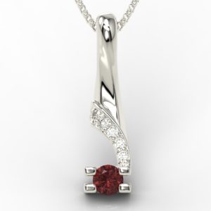 Wisiorek z białego złota z granatem i diamentami JPW-66B