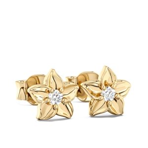 Kolczyki w formie kwiatu z żółtego złota i z diamentami BPK-15Z