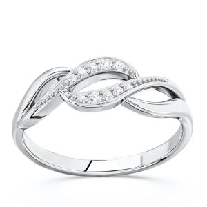 Zestaw - Pierścionek, kolczyki i wisiorek z białego złota z diamentami BP-17B-ZEST